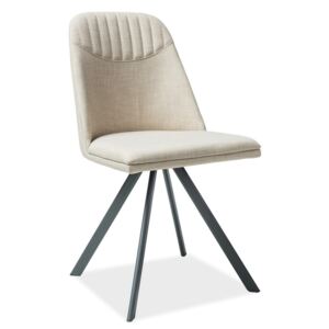 Jídelní čalouněná židle v béžové barvě s kovovou konstrukcí v šedé barvě KN904