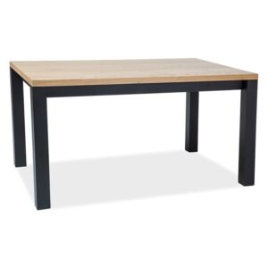 Jídelní stůl 150x90 cm z dýhy v dekoru dub s kovovou konstrukcí v černé barvě KN883