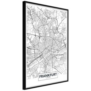 Bimago Zarámovaný obraz - City map: Frankfurt Černý rám 40x60 cm