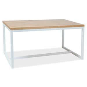 Jídelní stůl 120x80 cm z masivu v dekoru dub s bílou kovovou konstrukcí typ A KN444