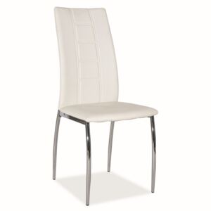 Jídelní čalouněná židle v bílé barvě na kovové konstrukci KN1073