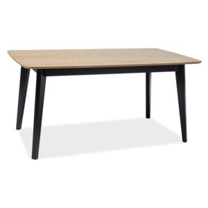 Jídelní stůl 160x90 cm v dekoru dub s černou dřevěnou konstrukcí KN895