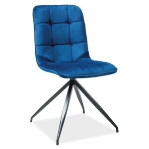 Jídelní židle v modré barvě na černé kovové konstrukci KN898