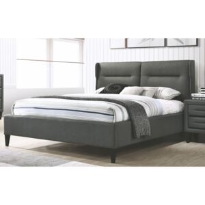Manželská postel 180x200 cm čalouněná látkou v tmavě šedé barvě KN933
