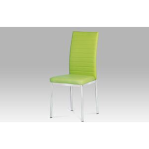 Jídelní židle chrom a potah zelená ekokůže AC-1285 LIM
