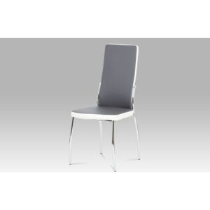 Jídelní židle chrom a potah ekokůže šedá a bílá AC-1693 GREY