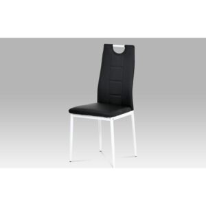 Jídelní židle bílý kov a černá ekokůže AC-1230 BK