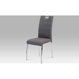 Jídelní židle čalouněná šedou látkou s bílým prošitím s kovovou konstrukcí HC-486 GREY2