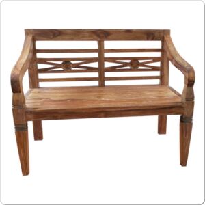 Dřevěná lavice z masivu teakového dřeva pro 2 osoby 115cm MZL32, antik rustikal