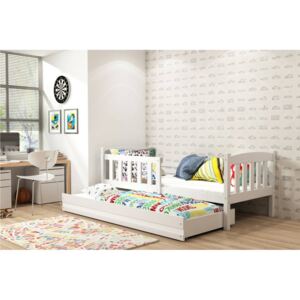 Dětská postel 90x200 cm z borovicového dřeva v bílé barvě s přistýlkou F1176