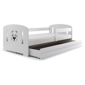 Dětská postel v bílé barvě se vzorem kočky 80x160 cm F1306