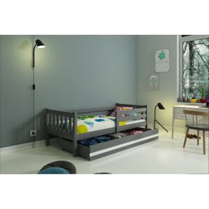Dětská postel s úložným prostorem a matrací v grafit barvě 80x190 cm F1419