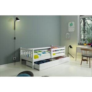 Dětská postel s úložným prostorem a matrací v bílé barvě 80x190 cm F1419
