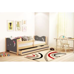 Dětská postel v kombinaci grafit barvy a dekoru borovice 80x160 cm F1365