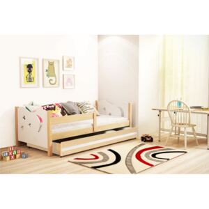 Dětská postel v kombinaci bílé barvy a dekoru borovice 80x160 cm F1365