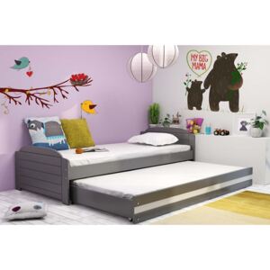 Dětská postel s přistýlkou v grafit barvě s bílým pruhem 90x200 cm F1393