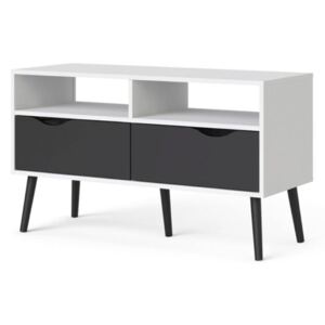 Televizní stolek 99 cm v bílé barvě se zásuvkami v černé barvě F1483