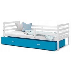 Dětská jednolůžková postel JACEK P barevný 80x190 Barva ostatních dílů: Modrá, Barva konstrukce: Bílá