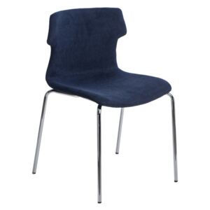 Jídelní židle s čalouněním v modré barvě na kovové podnoži DO049