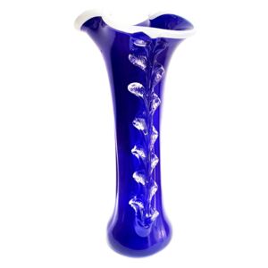 Váza skleněná zvlněná modrá 32 cm