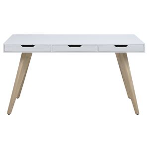Pracovní stůl 140x60 cm v bílé barvě se zásuvkami na dřevěné konstrukci DO093