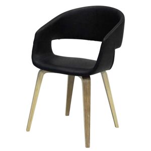 Jídelní židle s čalouněním v černé ekokůži na dřevěné podnoži SET 2 ks DO113