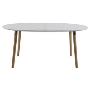 Rozkládací jídelní stůl 270x100 cm v bílé matné barvě s dřevěnou podnoží DO188