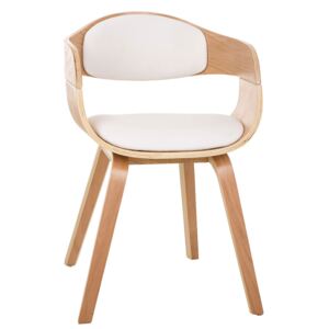 Jídelní židle s čalouněním v bílé ekokůži s dřevěnou konstrukcí SET 2 ks DO055