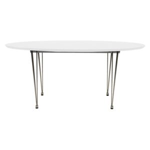 Rozkládací jídelní stůl 270x100 cm v bílé matné barvě s kovovou podnoží DO188