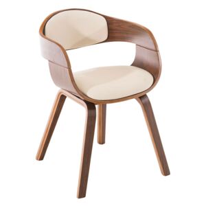 Jídelní židle s čalouněním v krémové ekokůži s dřevěnou konstrukcí v dekoru ořech SET 2 ks DO055
