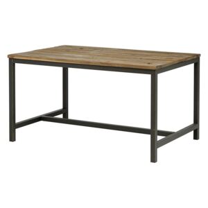 Jídelní stůl s dřevěnou deskou 140x90 cm s černou kovovou podnoží DO204