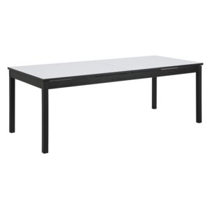 Rozkládací jídelní stůl 315x90 cm v bílé barvě s černou podnoží DO222