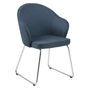 Jídelní židle s čalouněním z látky v tmavě modré barvě s kovovou podnoží DO163