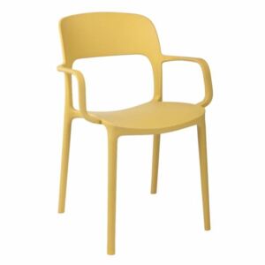 Plastová jídelní židle v olivové barvě s područkami DO116