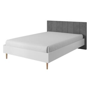 Manželská postel s roštem 180x200 čalouněná bílá a šedá TK3222