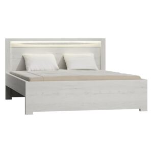 Manželská postel z bílého jasanu s výraznou reliéfní kresbou TK210
