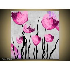 Abstraktní obraz - růžové květiny (F005615F3030)
