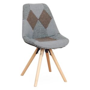 Jídelní židle s hvězdicovým rozložením nohou ve stylu černobílý patchwork typ 10 TK219