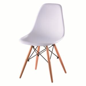 Designová jídelní židle plastová v bílé barvě a dekoru buk TK078