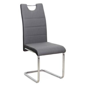 Jídelní židle šedá látka, boky černá ekokůže na chromových nohách TK2033
