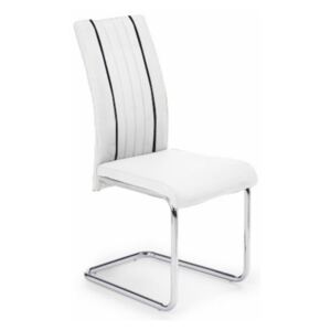 Jídelní židle v bílé barvě na chromových nohách s prošíváním TK2032