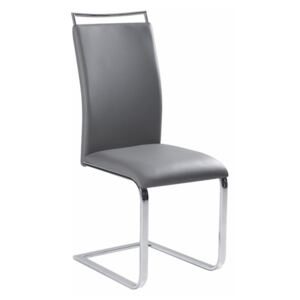 Kovová jídelní židle z ekokůže šedé barvy s moderním podstavcem bez zadní opěry TK127