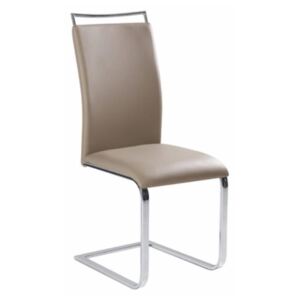 Kovová jídelní židle z ekokůže světle šedé barvy s moderním podstavcem bez zadní opěry TK127