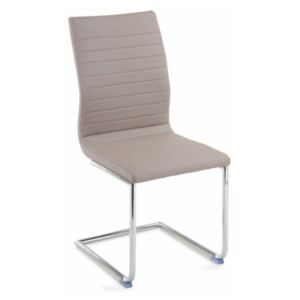 Prošívaná béžová jídelní židle s moderně tvarovaným kovovým podstavcem TK225