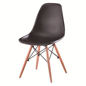 Designová jídelní židle plastová v černé barvě a dekoru buk TK078