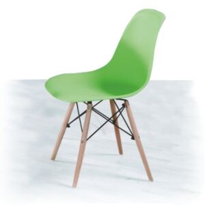 Designová jídelní židle plastová v zelené barvě a dekoru buk TK078