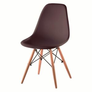 Designová jídelní židle plastová v tmavě hnědé barvě a dekoru buk TK078
