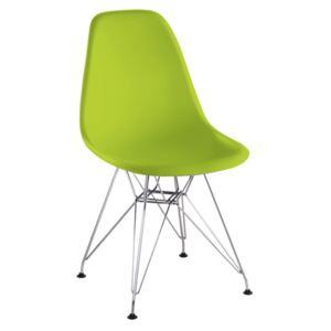 Jídelní židle na chromových nohách v zelené barvě TK2019