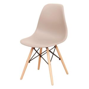 Designová jídelní židle plastová v barvě teple šedé a dekoru buk TK078