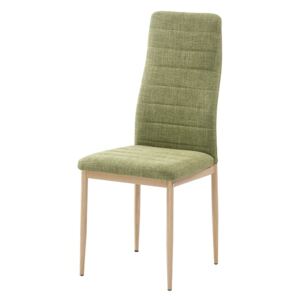 Jídelní židle v zelené barvě s kovovou konstrukcí v dekoru buk TK2038